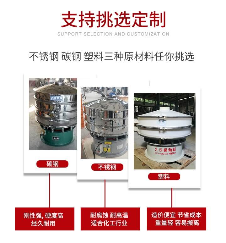 旋振篩可配置一到四層的篩網。旋振篩的篩分效率高，篩分精度高，篩分率高達96%。